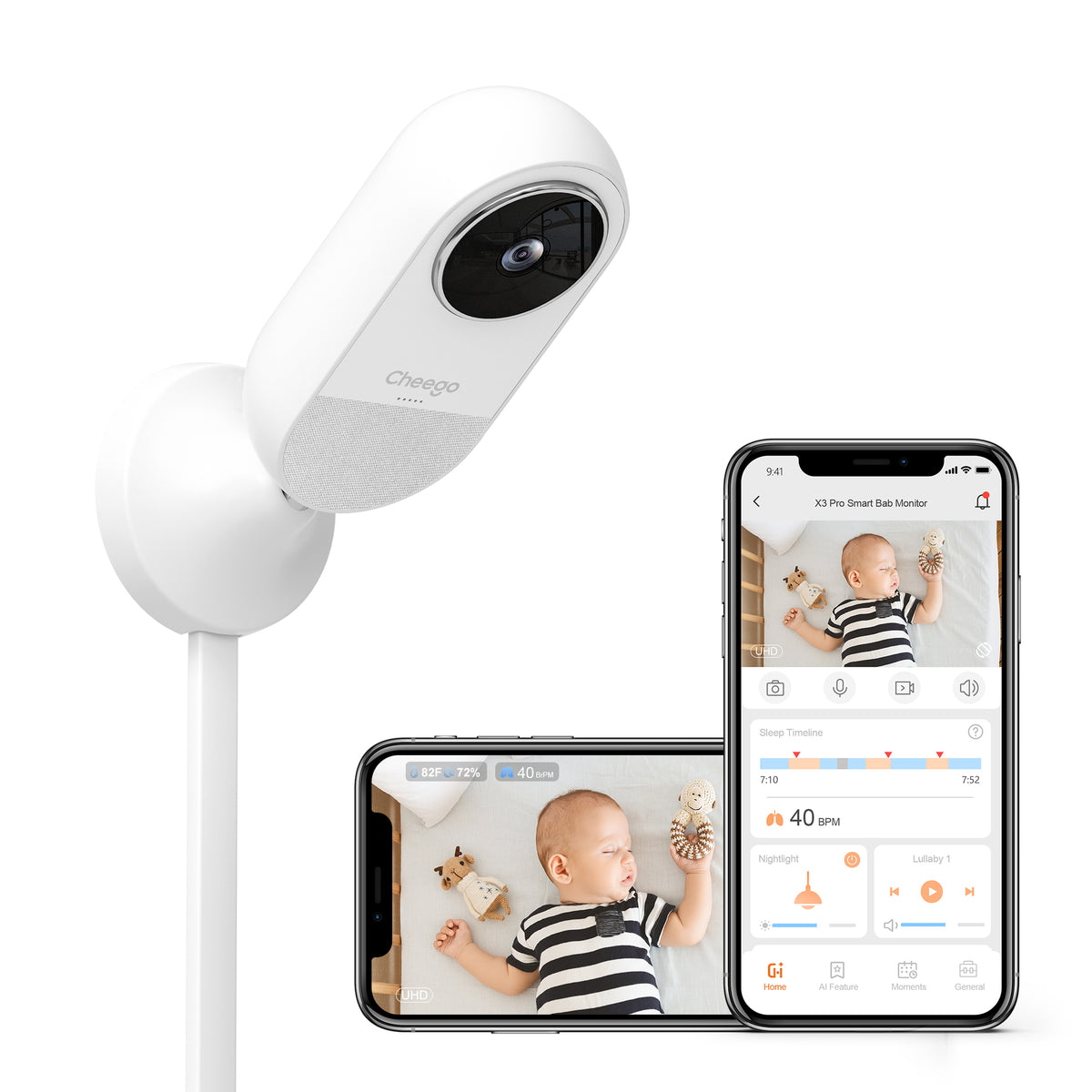 Cheego X3 Pro Smart Baby Monitor HD Video Camera and Audio, Realtime B